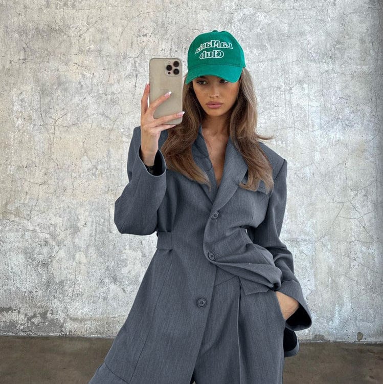 Viscose Blazer Set - Gray - Velvet Wonderland